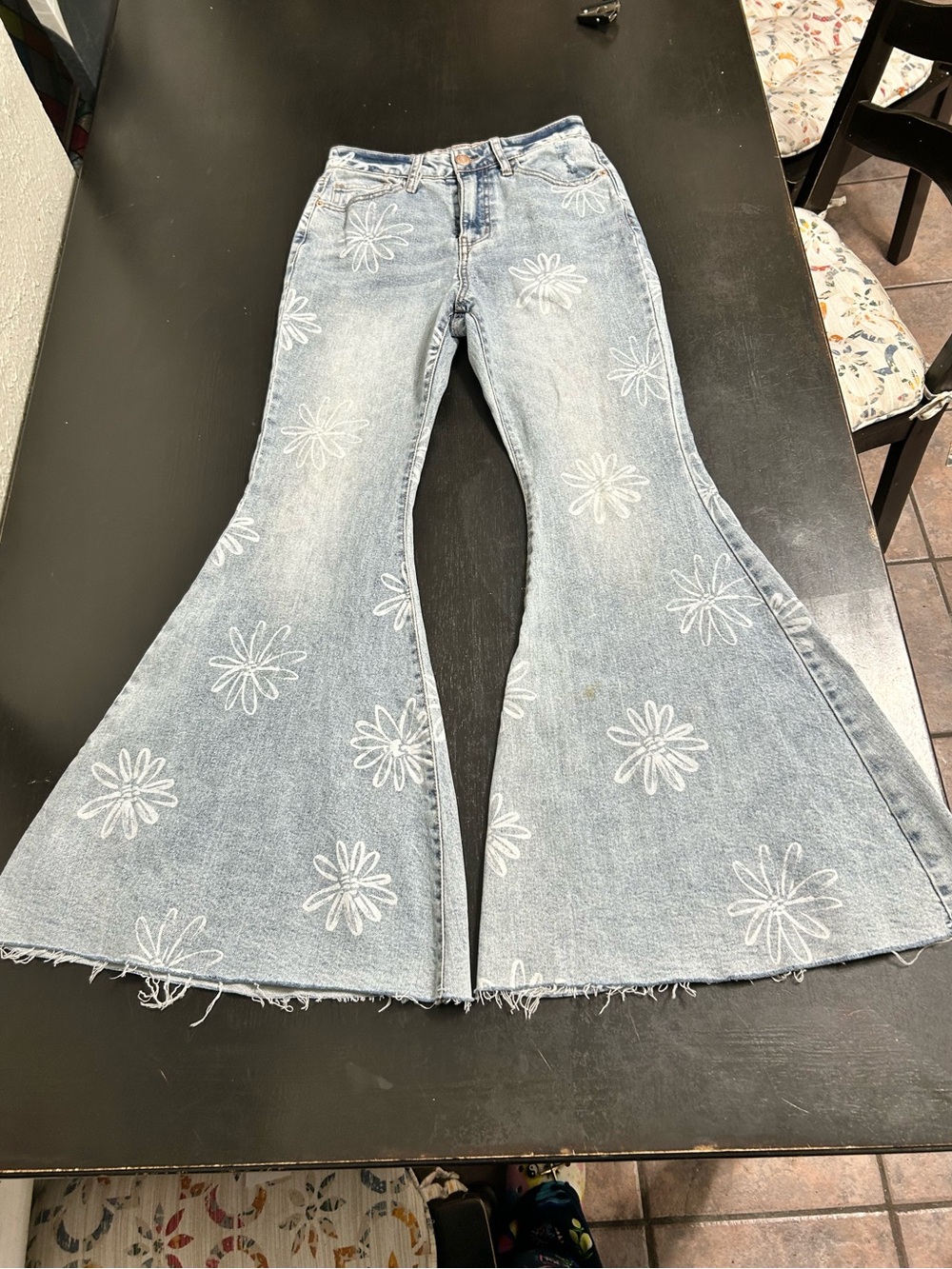 wild fable Light Blue Daisy Embroidered Flare Jeans